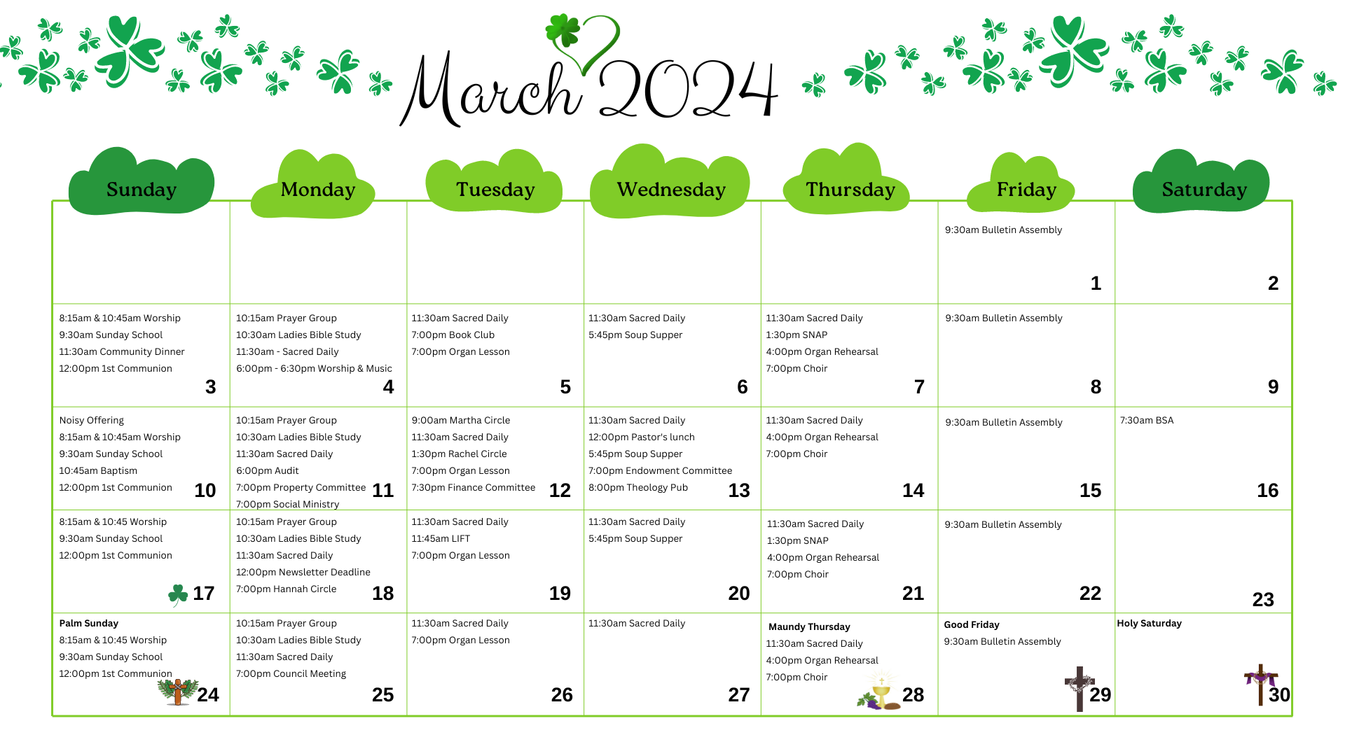 March Events Calendar